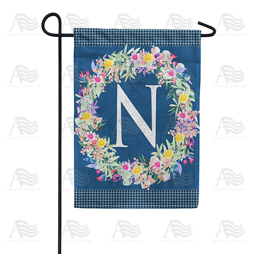 America Forever Floral Wreath Monogram Letter Monogram Garden Flag