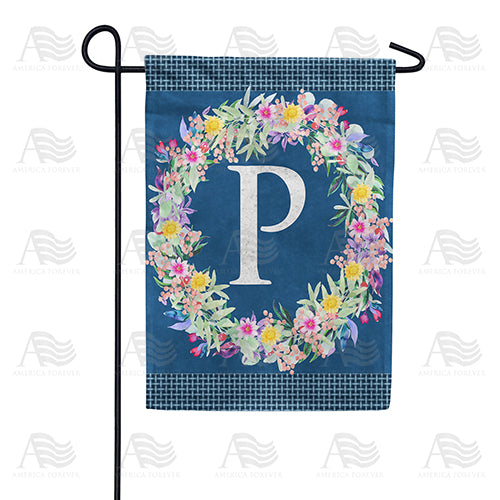 America Forever Floral Wreath Monogram Letter Monogram Garden Flag