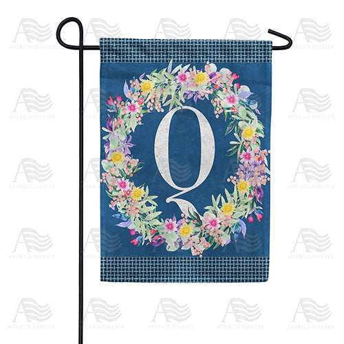 America Forever Floral Wreath Monogram Letter Monogram Garden Flag