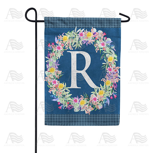 America Forever Floral Wreath Monogram Letter Monogram Garden Flag