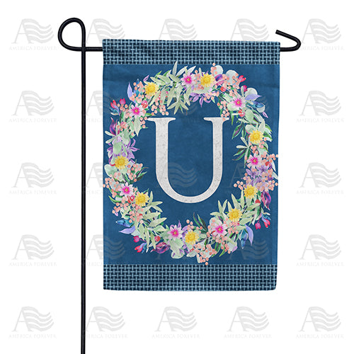 America Forever Floral Wreath Monogram Letter Monogram Garden Flag