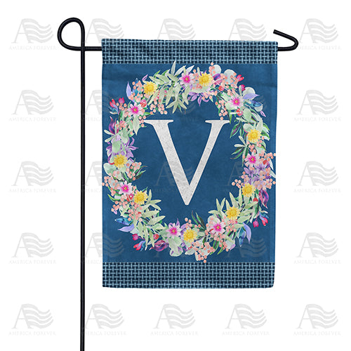 America Forever Floral Wreath Monogram Letter Monogram Garden Flag