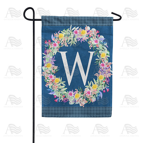 America Forever Floral Wreath Monogram Letter Monogram Garden Flag