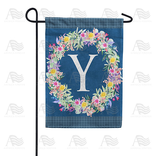 America Forever Floral Wreath Monogram Letter Monogram Garden Flag