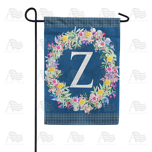 America Forever Floral Wreath Monogram Letter Monogram Garden Flag