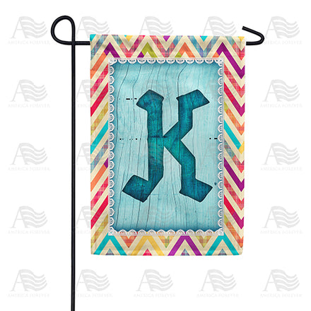 America Forever Multi Color Chevron Monogram Garden Flag