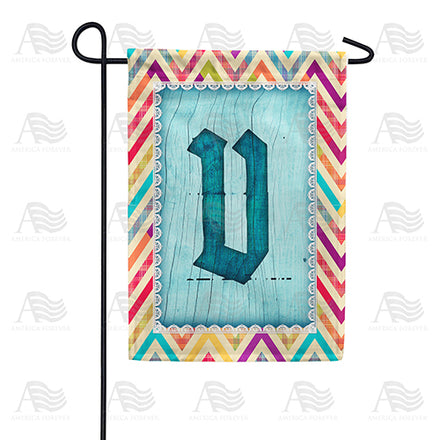 America Forever Multi Color Chevron Monogram Garden Flag