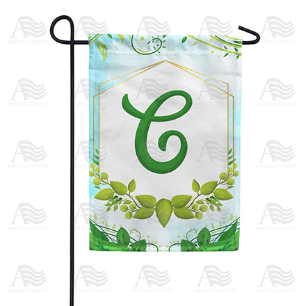 America Forever Rose Greenery Monogram Garden Flag