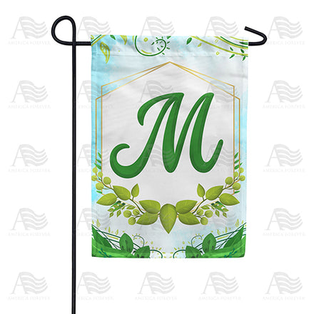 America Forever Rose Greenery Monogram Garden Flag