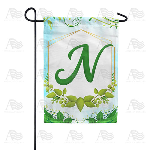 America Forever Rose Greenery Monogram Garden Flag