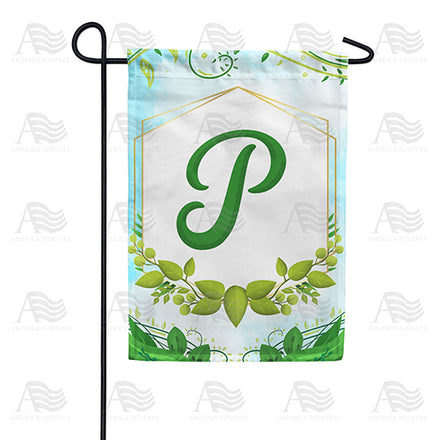 America Forever Rose Greenery Monogram Garden Flag