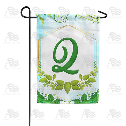 America Forever Rose Greenery Monogram Garden Flag