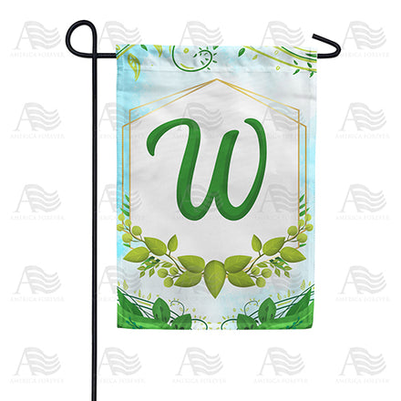 America Forever Rose Greenery Monogram Garden Flag