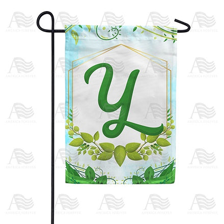 Rose Greenery Monogram Garden Flag