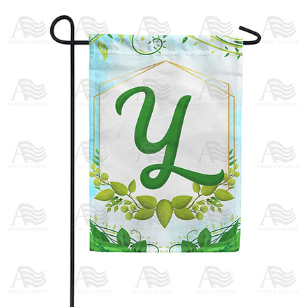 America Forever Rose Greenery Monogram Garden Flag