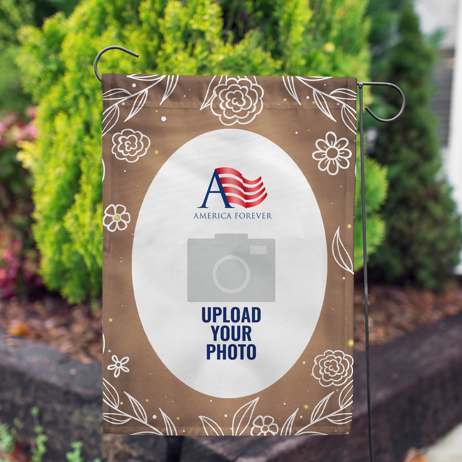 America Forever Personalized Bronze Floral Garden Flag