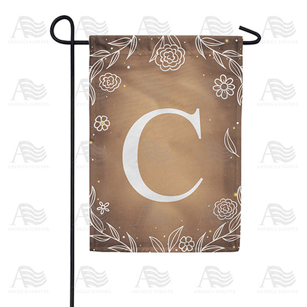 America Forever Bronze Floral Monogram Garden Flag