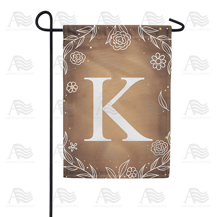 America Forever Bronze Floral Monogram Garden Flag