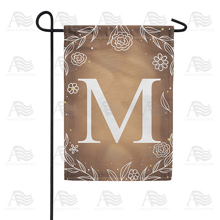 America Forever Bronze Floral Monogram Garden Flag