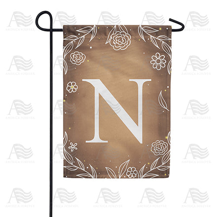 America Forever Bronze Floral Monogram Garden Flag