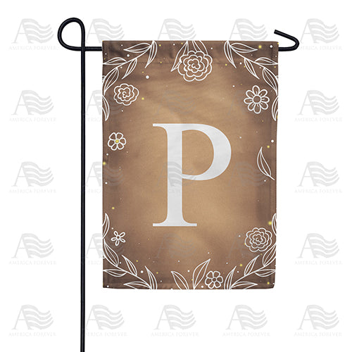 America Forever Bronze Floral Monogram Garden Flag