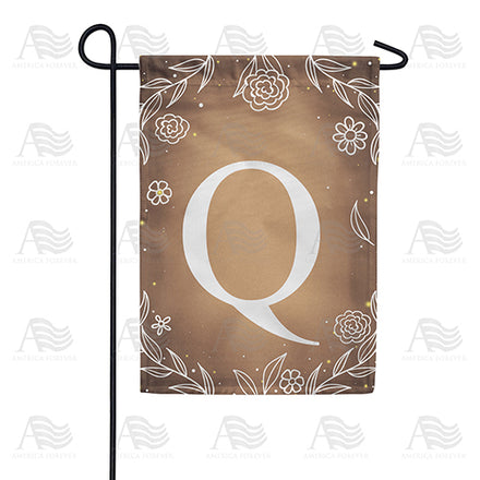 America Forever Bronze Floral Monogram Garden Flag