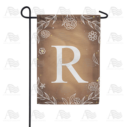 America Forever Bronze Floral Monogram Garden Flag