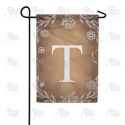 America Forever Bronze Floral Monogram Garden Flag