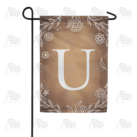 America Forever Bronze Floral Monogram Garden Flag