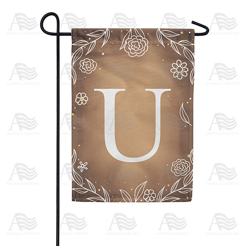 America Forever Bronze Floral Monogram Garden Flag