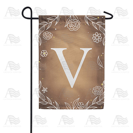 America Forever Bronze Floral Monogram Garden Flag