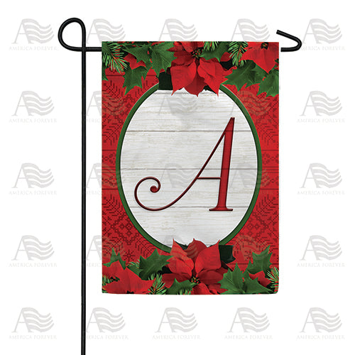 America Forever Red Poinsettia Monogram Garden Flag