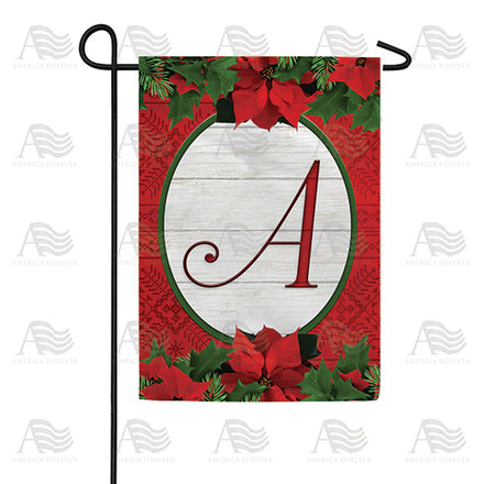 America Forever Red Poinsettia Monogram Garden Flag