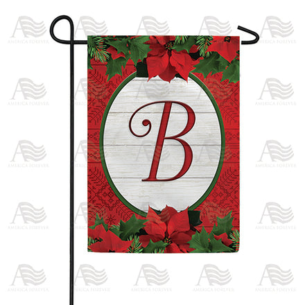 America Forever Red Poinsettia Monogram Garden Flag