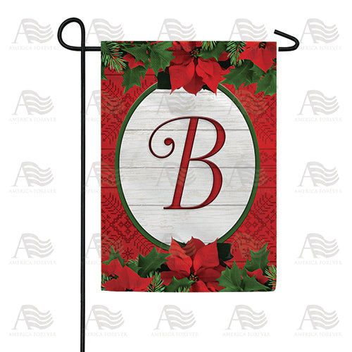 America Forever Red Poinsettia Monogram Garden Flag