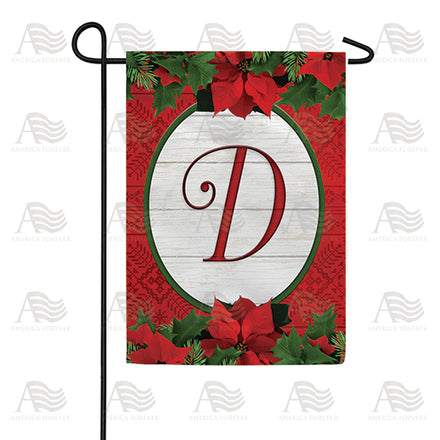 America Forever Red Poinsettia Monogram Garden Flag