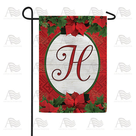 America Forever Red Poinsettia Monogram Garden Flag