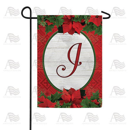 America Forever Red Poinsettia Monogram Garden Flag