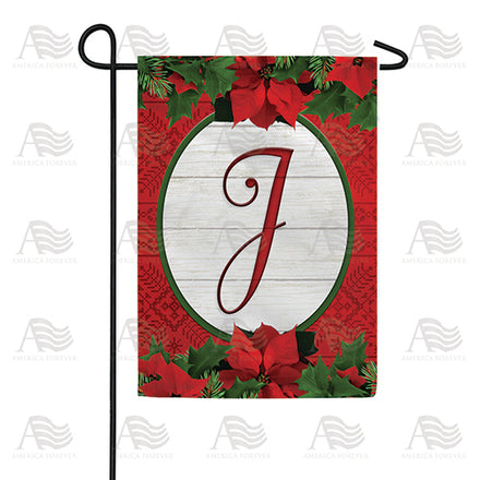 America Forever Red Poinsettia Monogram Garden Flag