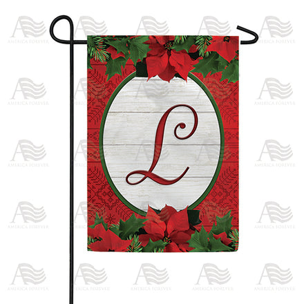 America Forever Red Poinsettia Monogram Garden Flag