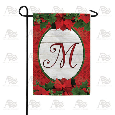 America Forever Red Poinsettia Monogram Garden Flag