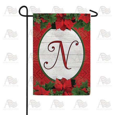 America Forever Red Poinsettia Monogram Garden Flag