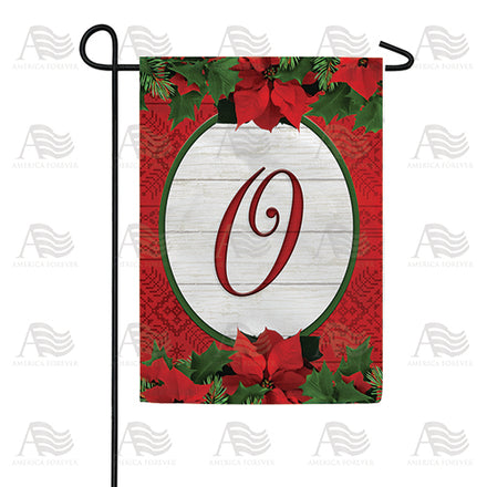 America Forever Red Poinsettia Monogram Garden Flag