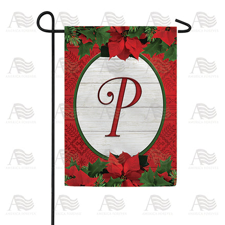 America Forever Red Poinsettia Monogram Garden Flag