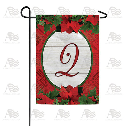 America Forever Red Poinsettia Monogram Garden Flag