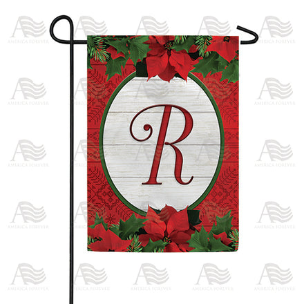 America Forever Red Poinsettia Monogram Garden Flag