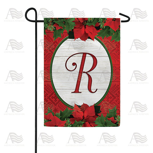 America Forever Red Poinsettia Monogram Garden Flag