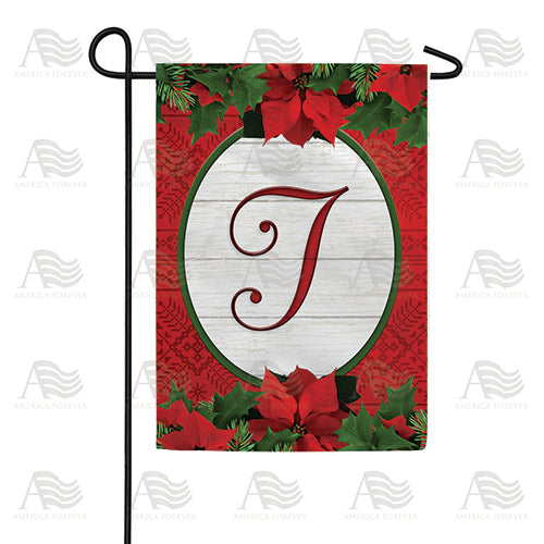 America Forever Red Poinsettia Monogram Garden Flag