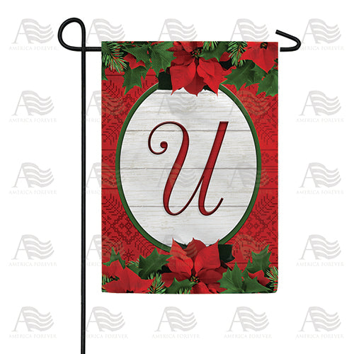 America Forever Red Poinsettia Monogram Garden Flag