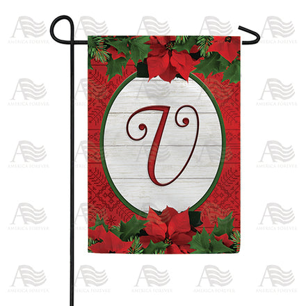 America Forever Red Poinsettia Monogram Garden Flag